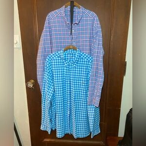 Vineyard Vines Red and Blue Checkered Casual Button Down Shirts